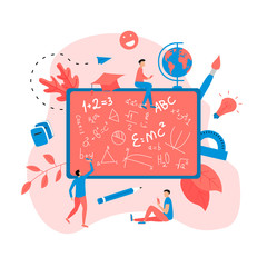 Welcome back to school concept. School board with formula