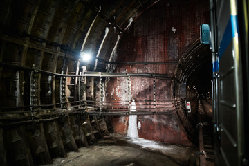 Metro train in the tunnel.