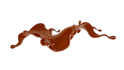 Splash of chocolate 3d illustration, 3d rendering.