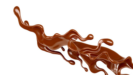 Splash of chocolate 3d illustration, 3d rendering.