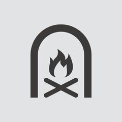 Fireplace icon isolated of flat style. Vector illustration.