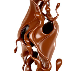 Splash of chocolate 3d illustration, 3d rendering.
