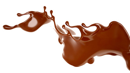 Splash of chocolate 3d illustration, 3d rendering.