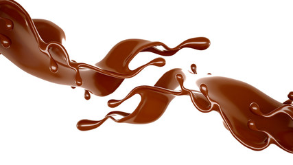 Splash of chocolate 3d illustration, 3d rendering.