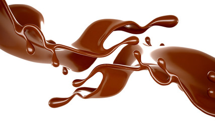 Splash of chocolate 3d illustration, 3d rendering.
