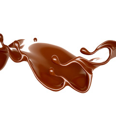 Splash of chocolate 3d illustration, 3d rendering.