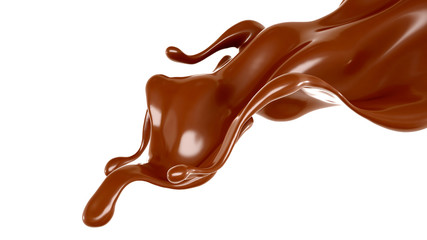 Splash of chocolate 3d illustration, 3d rendering.