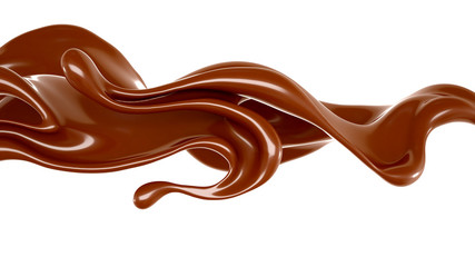 Splash of chocolate 3d illustration, 3d rendering.