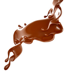 Splash of chocolate 3d illustration, 3d rendering.