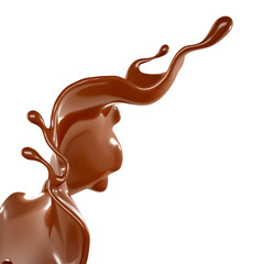 Splash of chocolate 3d illustration, 3d rendering.