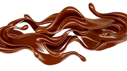 Splash of chocolate 3d illustration, 3d rendering.