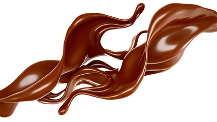 Splash of chocolate 3d illustration, 3d rendering.