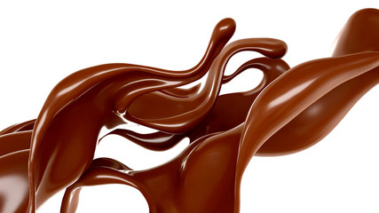 Splash of chocolate 3d illustration, 3d rendering.