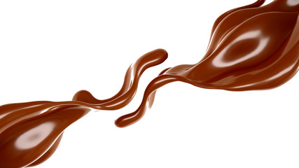 Splash of chocolate 3d illustration, 3d rendering.