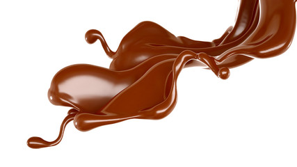 Splash of chocolate 3d illustration, 3d rendering.