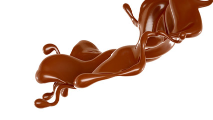 Splash of chocolate 3d illustration, 3d rendering.