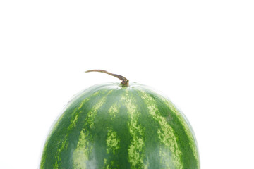 whole ripe green watermelon isolated on white
