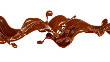 Splash of chocolate 3d illustration, 3d rendering.