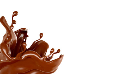 Splash of chocolate 3d illustration, 3d rendering.