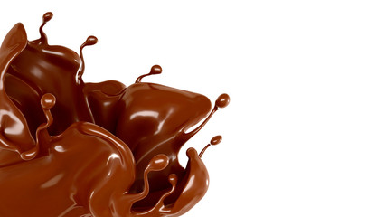 Splash of chocolate 3d illustration, 3d rendering.