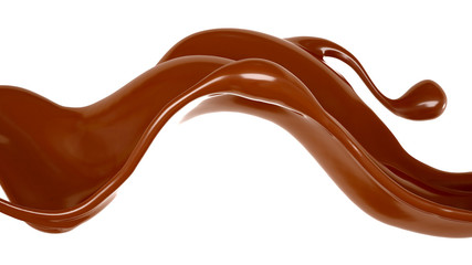 Splash of chocolate 3d illustration, 3d rendering.