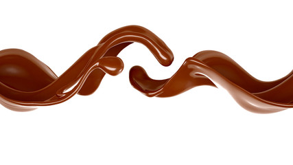 Splash of chocolate 3d illustration, 3d rendering.