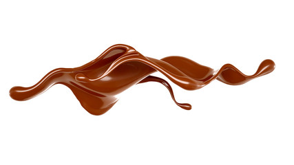 Splash of chocolate 3d illustration, 3d rendering.