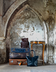 handbag on suitcase