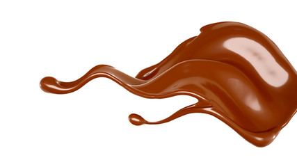 Splash of chocolate 3d illustration, 3d rendering.