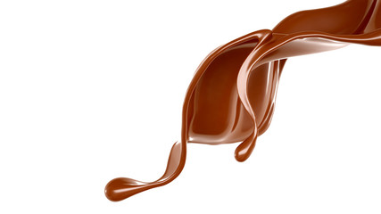 Splash of chocolate 3d illustration, 3d rendering.