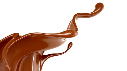 Splash of chocolate 3d illustration, 3d rendering.