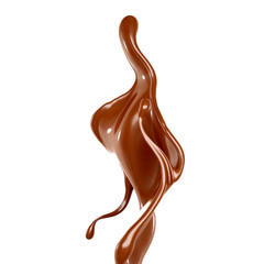 Splash of chocolate 3d illustration, 3d rendering.