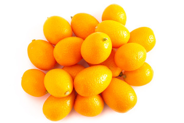 Pile of Kumquats Isolated on a White Background