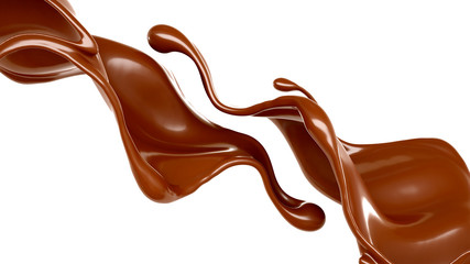 Splash of chocolate 3d illustration, 3d rendering.