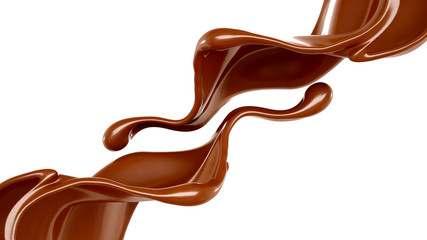 Splash of chocolate 3d illustration, 3d rendering.