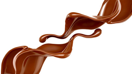 Splash of chocolate 3d illustration, 3d rendering.
