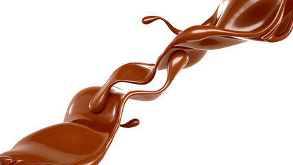 Splash of chocolate 3d illustration, 3d rendering.