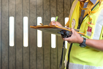 Airport staff checking the passenger before the airplane take off