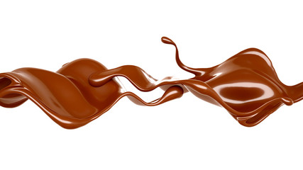 Splash of chocolate 3d illustration, 3d rendering.