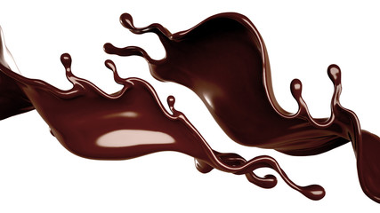 Splash of chocolate 3d illustration, 3d rendering.