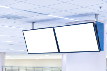 Blank screen advertising monitor at the airport.