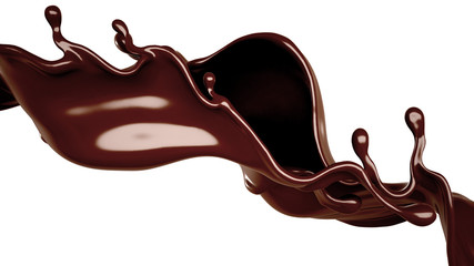 Splash of chocolate 3d illustration, 3d rendering.