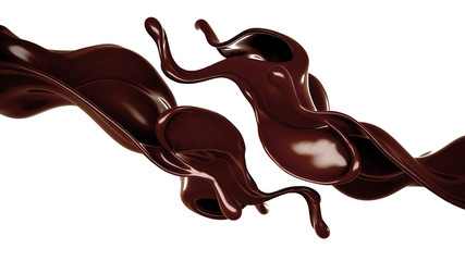 Splash of chocolate 3d illustration, 3d rendering.