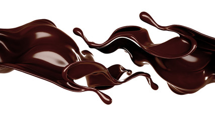 Splash of chocolate 3d illustration, 3d rendering.