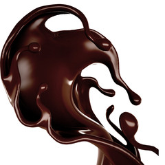 Splash of chocolate 3d illustration, 3d rendering.
