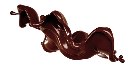 Splash of chocolate 3d illustration, 3d rendering.