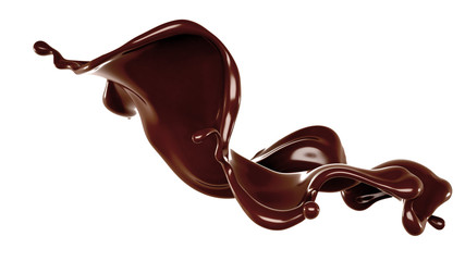 Splash of chocolate 3d illustration, 3d rendering.