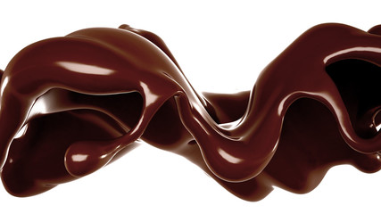 Splash of chocolate 3d illustration, 3d rendering.