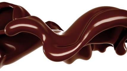 Splash of chocolate 3d illustration, 3d rendering.