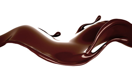 Splash of chocolate 3d illustration, 3d rendering.